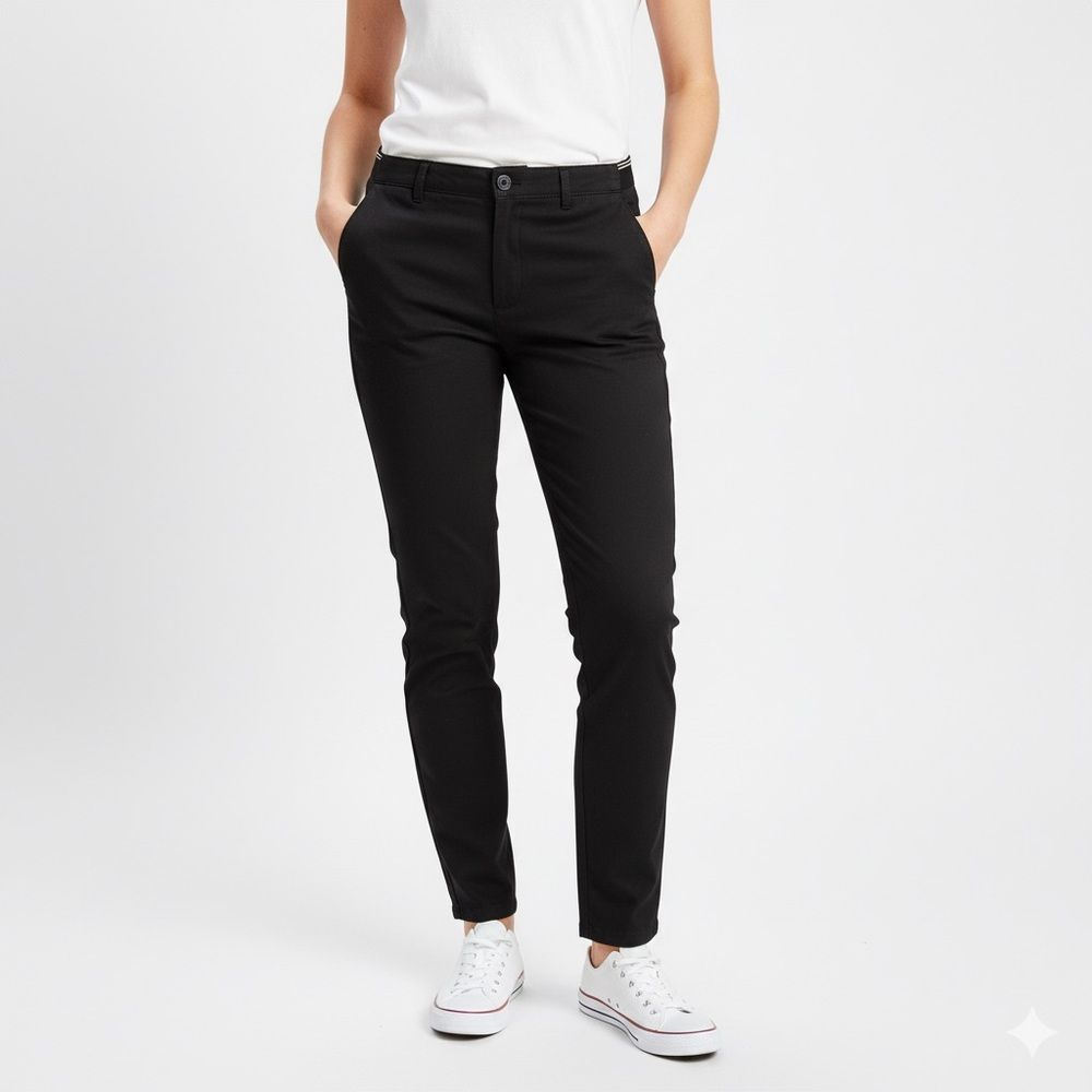 Zara Black Chinos/Dress Pants with Elastic Striped Waistband Size Medium